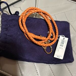 Tory Burch Leather Lock Wrap Bracelet Tan Gold